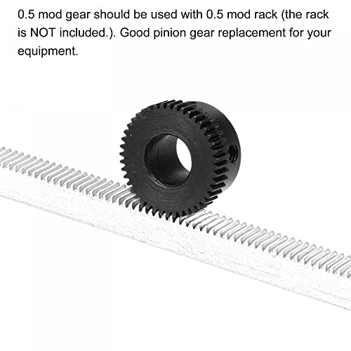Image of uxcell Pinion Gear Set, 45# Carbon Steel Motor Rack Spur Gear with Step Black, 0.5 Mod 58T 8mm Bore 30mm Outer Dia, M4 Set Screws Included