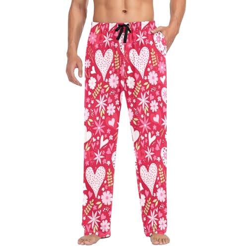 Christmas Blue Gingerbread Snowflakes Men Cotton Flannel Pajama Pants Mens Lounge Sleep PJ Bottoms S