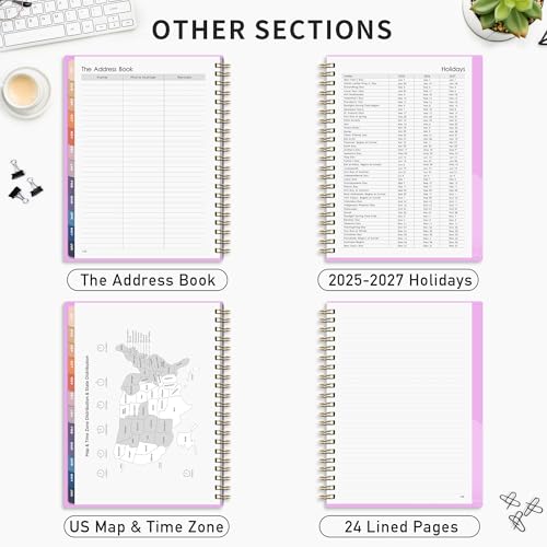 RETTACY Academic Planner 2025-2026, Weekly and Monthly, Large Size (8.5\" x 11\"), July 2025 - June 2026, for Women, Teacher, Student, School, 12-Month Tabs, Flexible Plastic Cover (Purple) - Thumbnail 6