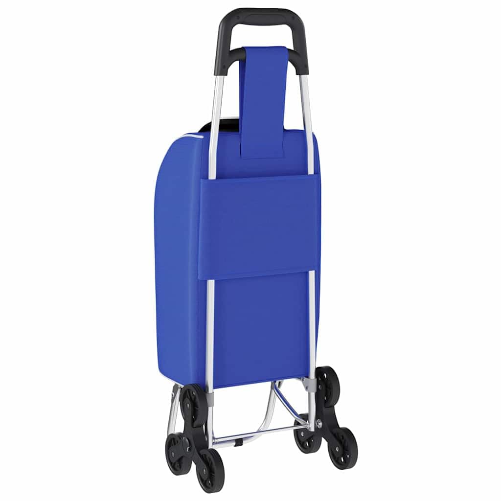 Carrello per la spesa blu in tessuto Oxford, 39,5 x 33 x 93 cm, pieghevole, con telaio in alluminio, robusto carrello per la spesa, per supermercato, mercato settimanale, riutilizzabile e