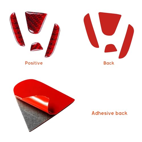 Image of Bilisin Compatible with Rear Tailgate Insert Emblem Logo Carbon Fiber Emblem Badge Decal Cover Trim with Strong Adhesive for Honda CRV 2017-2022 Red