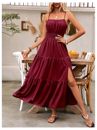 Image of BEAUDRM Women's Summer Maxi Dresses Boho Summer Wedding Guest Dress Beach Vacation Outfits Cruise Flowy Milkmaid Sundresses