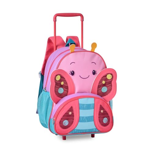 Mochila de Carrinho com Lancheira Térmica Escolar Feminina Bolsa Creche Berçario Maternal (Rosa)