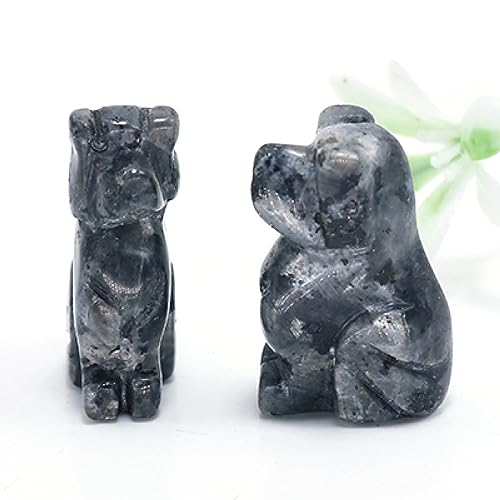 Cristal sculpté de labradorite en mini statue de chien par LVTFCO - 2