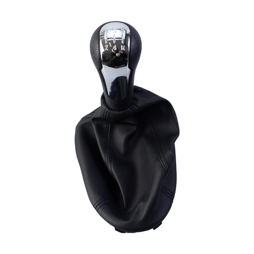 JWLYGMD PU Leather Gaiter Boot Cover for Chevrolet Matiz for Spark M300 2011 2016 Gear Shift Knob 5 Speed Shifter Lever Change for Konb(Chrome Set)