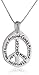 Sterling Silver "Love, Joy, Peace, Happiness" Peace-Sign Pendant Necklace , 18"