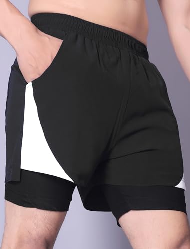 Image of RynoGear Men's 2 in 1 Quick Dry Shorts with Liner and Towel Loop Gym & Running Shorts for Men with Inner Phone Pocket