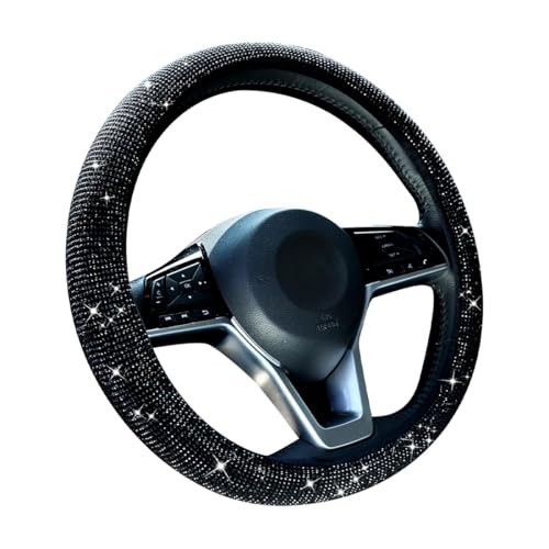 Coprivolante per auto Soft, Coprivolante Auto, Copri Volante in Morbida Pelle, Volante per Auto in Stile Copristerzo Donna, Copri Sterzo Traspirante e Antiscivolo Assorbe il Sudore nero