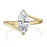 VISDIV 2CT Engagement Ring for Women Marquise Cut 925 Sterling Silver AAAAA Cubic Zirconia CZ Wedding Band Promise Ring For Women Solitaire Simulated Diamond Silver/Gold Size 5-10 (Gold, 5)