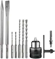 Kit SDS Plus Fasterr para Martelete - Mandril 13mm FST095 + Ponteira 14x250mm + Talhadeira 14x250mm + Jogo de Brocas SDS Plus