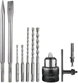 Kit SDS Plus Fasterr para Martelete - Mandril 13mm FST095 + Ponteira 14x250mm + Talhadeira 14x250mm + Jogo de Brocas SDS Plus