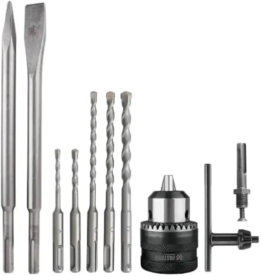 Kit SDS Plus Fasterr para Martelete - Mandril 13mm FST095 + Ponteira 14x250mm + Talhadeira 14x250mm + Jogo de Brocas SDS Plus