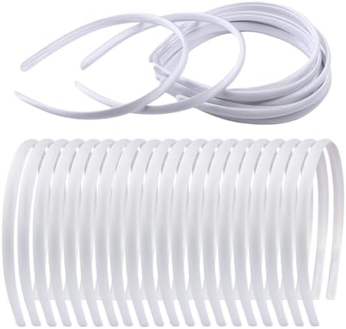 Zifengcer 20 PCS White Satin Covered Headbands For Girls
