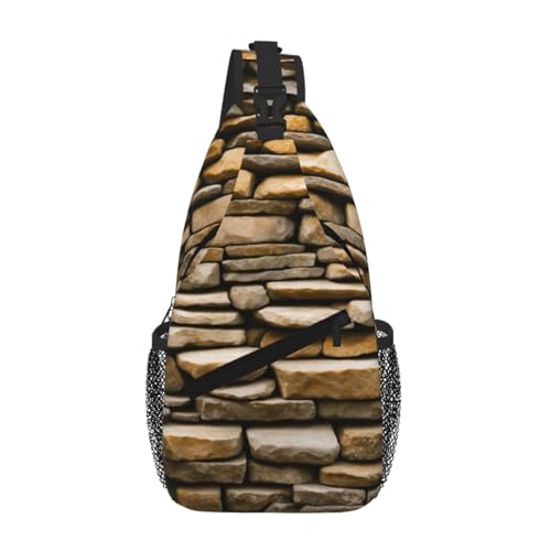 Estampado de pared de ladrillo diagonal en bolsa de pecho Rustic Rocks