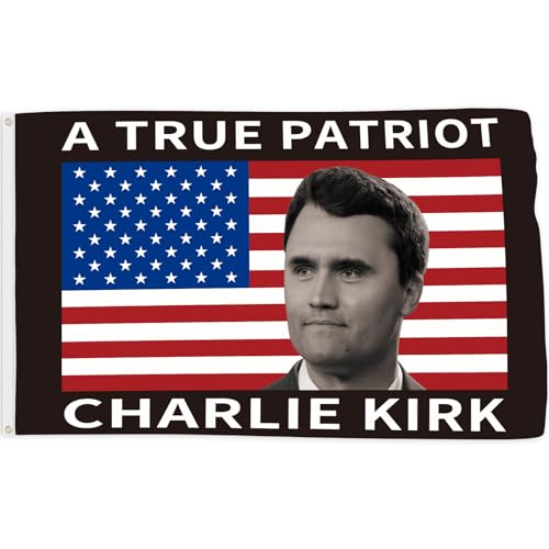 Probsin Charlie Kirk Flag 3x5 Ft A True Patriot Charlie Kirk Rest in Peace Memorial Yard Signs Party Supplies Hanging Decor for Lawn Garden House Welcome Photo Backdrop with Brass Grommets