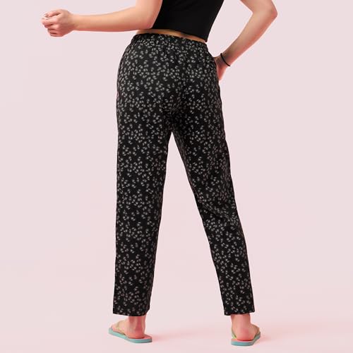 Image of Enamor Mid Rise Full Length Adjustable Drawstring Hangout Pant for Women - Relaxed Fit, Combed Cotton - E4A5