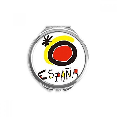 Espejo redondo portátil con diseño de sol de España, comodidad en tu bolsillo para tu maquillaje