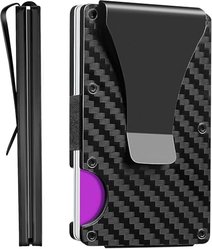 T-carbon RFID Signal Blocking Minimalist Wallet for Men,Carbon Fiber Money Clip Wallet Credit Card Holder for Husband Business Partner Pocket Wallets