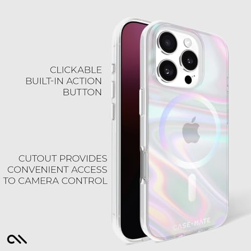 Image of Case-Mate Soap Bubble iPhone 16 Pro Case - Iridescent | Compatible with MagSafe - Stylish Iridescent Phone Case w /12ft Drop Protection - Premium Magnetic Cover for iPhone 16 Pro