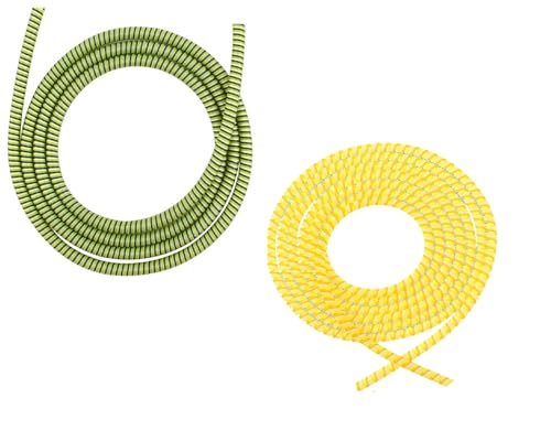 Image of Spiral Cable Protector, Data Cable Protective Sleeve, Headphone Saver, Charger Protective Cover, Wire Repair /Strain Relief Cable Wrap Tube for USB Data Cable Headphone Cable (Yellow+ Green)