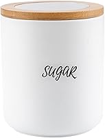 Vista 13 de Sello de almacenamiento de alimentos de cerámica de color puro Pot Spice Jar Sugar Bowl con tapa de bambú - Azúcar-Negro