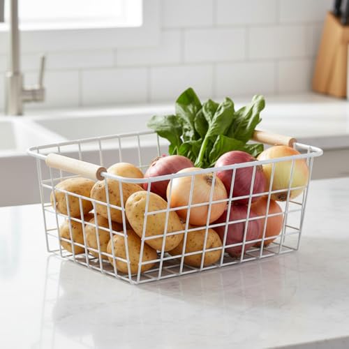 White-Metal-Wire-Food-Storage-Basket-with-Wooden-Handles-for-Organizing-Snack-BasketPantry-Organizers-and-Storage-for-Kitchen-Cabinets-4-Pack-Medium