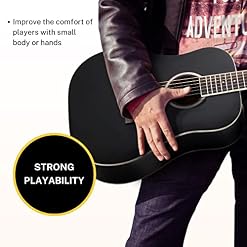 Donner 3/4 Guitare Acoustique Adulte Debutant Guitare Folk 36 Pouces Guitare Kit de Voyage avec Sac Capo Tuner(Noir) - Les Beatles, Paul McCartney, John Lennon, RIngo Starr, George Harrison Donner 3/4 Guitare Acoustique Adulte Debutant Guitare Folk 36 Pouces Guitare Kit de Voyage avec Sac Capo Tuner(Noir) – Image 4