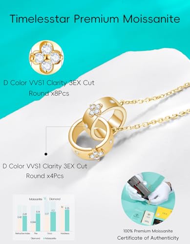 Clover Necklaces for Women Dainty Pendant Necklace for Women Friendship Chain Moissanite Diamond Shamrock Layered 925 Sterling Silver Gold Plated Non Tarnish4