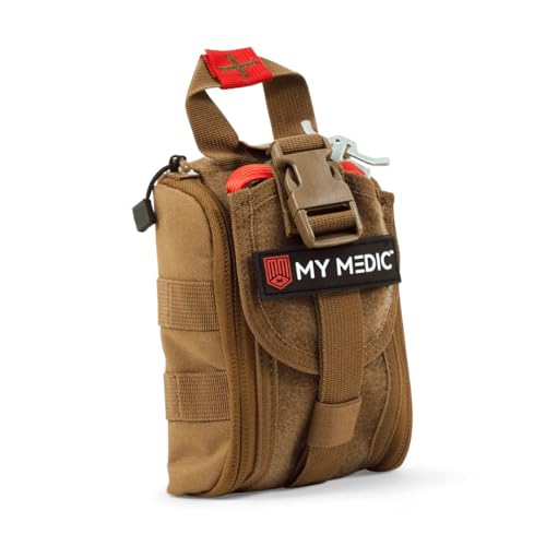 MY MEDIC TFAK Trauma First Aid Kit - Emergency Medical Rescue Gear Bag & Tactical Survival Supplies for Hunting Hiking Camping The Gun Range or Car - Coyote