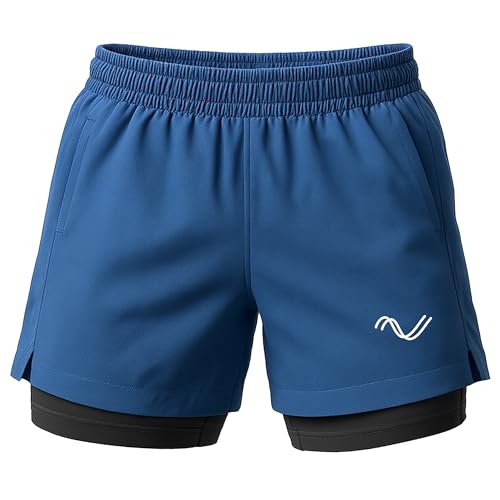 Image of SLOVIC Running Shorts for Men Stylish | 2 in 1 Double Layer Shorts | Lightweight & Breathable Gym Shorts for Men Workout | Ideal for Running, Gym & Sports Blue