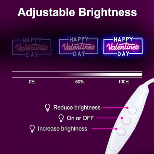 Image of Happy Valentine's Day Neon Sign, Proposal LED Light, Valentines Day Gift, Romantic Home Wall Decor Room Decoration, 16.5 inchx8.5 inch