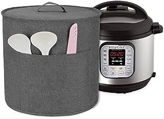 Luxja Dust Cover for Instant Pot Duo 6 Litre, Cover with Pockets for Pressure King Pro 6 Litre and Extra Accessories, Grey