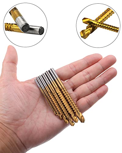 Rocaris 6 Pack Titanium Coated Hss Twist Drill Bits, 3-8Mm Serrated Side Cutting Drill Bit Woodworking Tools For Plastic Metal Wood Hole #TOP5