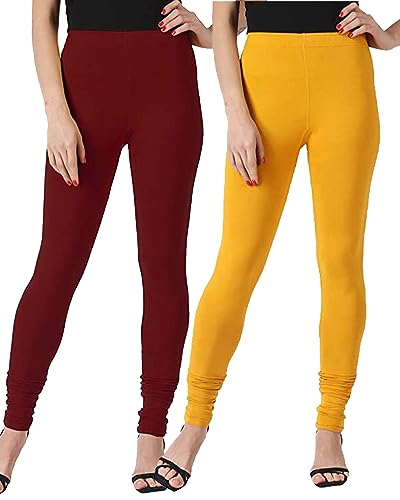 Image of Ultra Soft Cotton Slim fit Solid Color Attractive Casul wear Leggings for Womens - Pack of 2 pcs