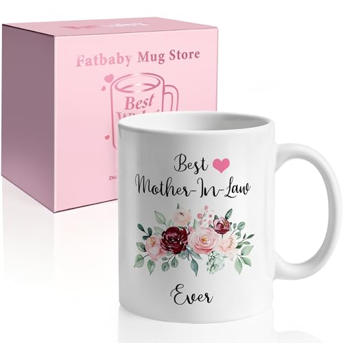 Fatbaby Best Mother In Law Ever Coffee Mug,Birthday Thanksgiving Christmas Mother's Day Mug Gifts for Mother-in-law Tea Cup 11oz