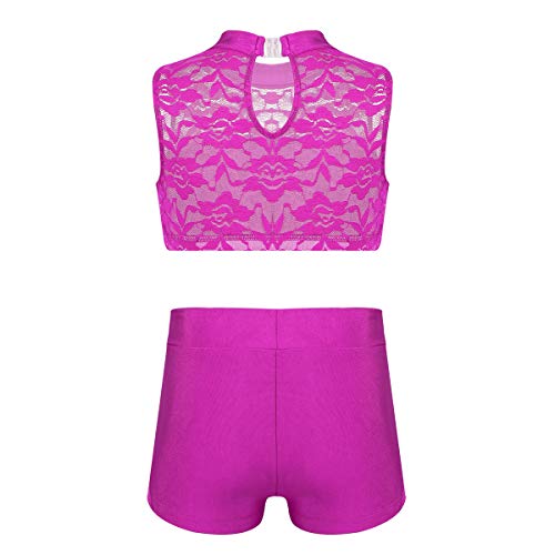 image for MSemis Girls' Kids 2-Piece Active Set Dance Sport Outfits Racer Back T