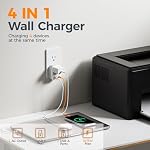 TESSAN Wall Charger Block 3 USB Charging Ports 1 USB C 1 AC Outlet Splitter - Image 3