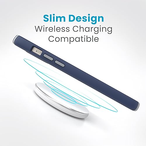 Image of Speck iPhone 15 Case - Drop Protection, Grip - for iPhone 15, iPhone 14, iPhone 13 - Scratch Resistant, Soft Touch 6.1 Inch Phone Case - Presidio2 Grip Coastal Blue /Dust Grey /White