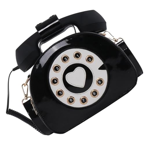Sac à bandoulière en PU noir forme téléphone rétro pour femme de chez Ciieeo