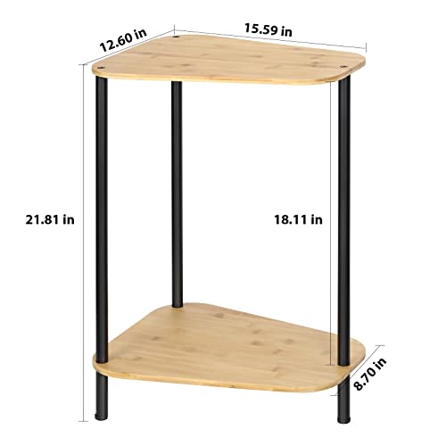 Set Of 2 Side Table For Small Spaces, Bamboo End Table Living Room, 2 Tier Night Stands For Bedrooms With Storage Shelf, Accent Tables Coffee Tables For Office. #TOP2