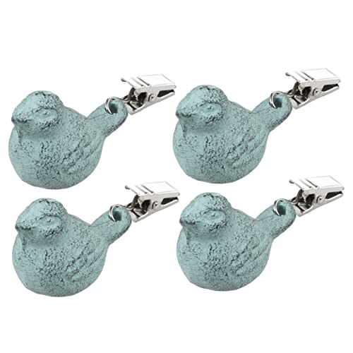 GLEAVI 4 Piezas Pesos para Manteles de Hierro con Diseño de Pájaro Clips Antideslizantes para Picnic y Comedor de Contrapesos Verdes para Exteriores y Fiestas