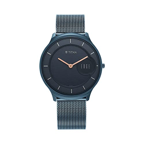 Titan Edge Baseline Blue Dial Stainless Steel Strap Watch Men-NS1843QM01/NT1843QM01