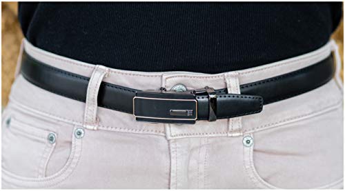 Women's Leather Ratchet Belt, Trim to Fit 18"- 44" Waist, No Holes, Packed in a Gift Box (W889X Black, 25mm Wide)2