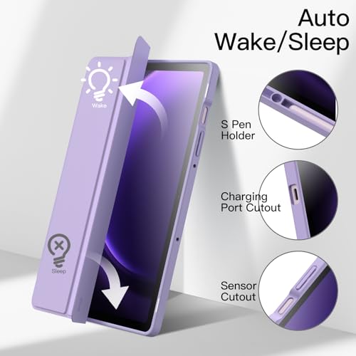 Housse support Samsung Galaxy Tab S9 FE 10.9 violet clair avec stylet - 5