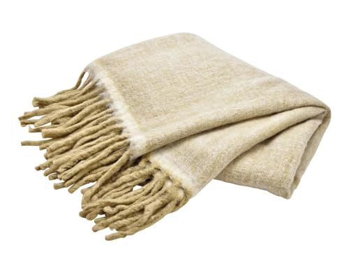 itsisa Flauschige Mohairdecke beige 130x170 cm - Mohair Decke, Sofadecke Wolle, Kuscheldecke, Tagesdecke, Wohndecke, weiche Decke