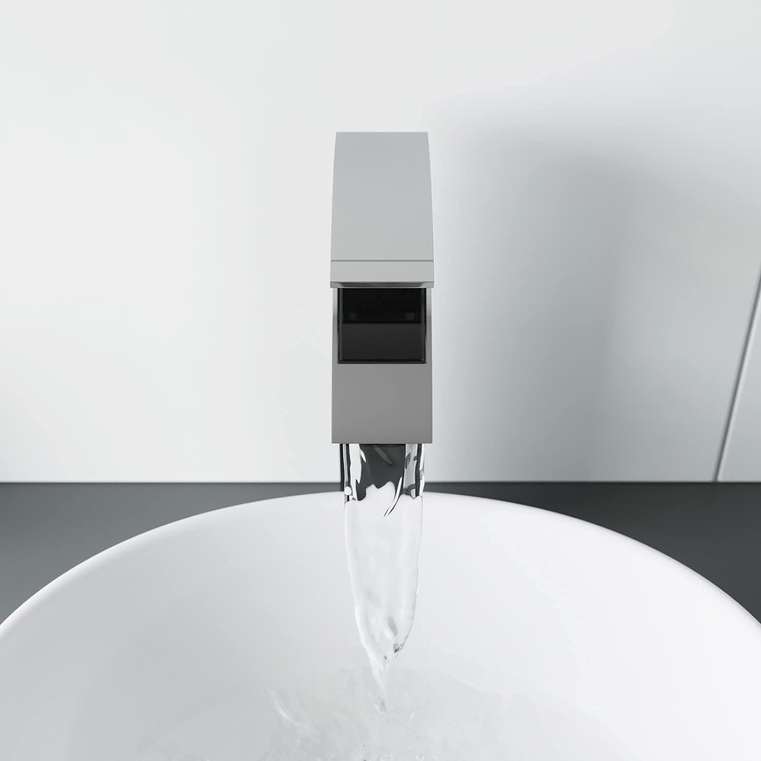 Tall Basin Mixer Tap - High Rise Square Single Lever Tap - Matt White | UK