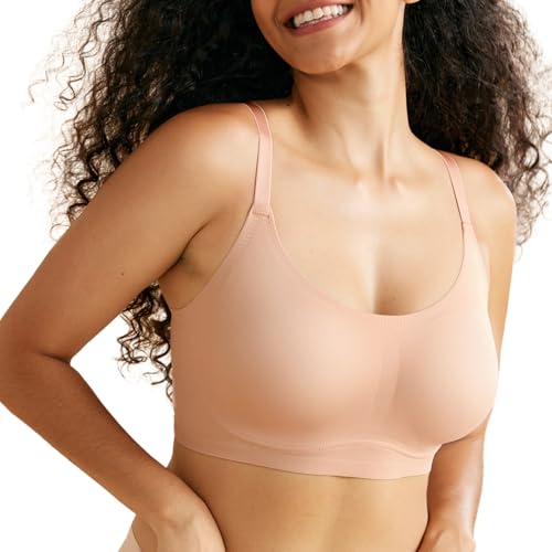 Momcozy Seamless Bras for Women, Pullover Bra Wireless Full Coverage Sleep Bra with Adjustable Straps EB095
