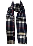 WA - Super Soft Womens Mens Luxurious Classic Cashmere Feel Wrap Scarf Plaid Scarves (Navy Blue)