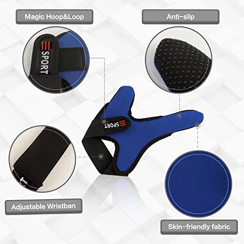 Klfoho Double-Finger Gloves, 3 Pack Anti-Slip Fishing Glove, Professional Finger Gloves Protector Unisex Elastic Band Glove For Outdoor Fishing, Fit Right Hand (Blue) #TOP2