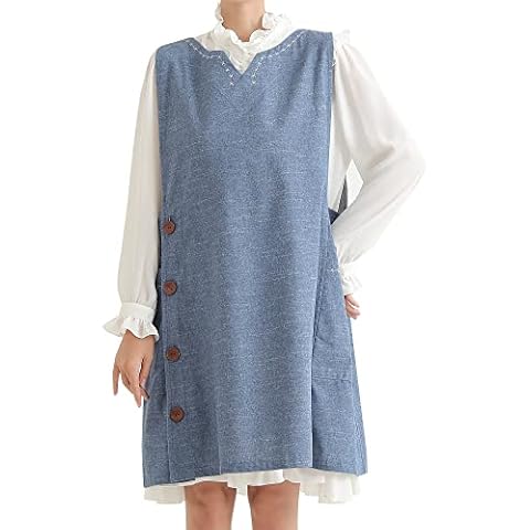 Denim Cotton Apron Sleeveless Big Size Aprons Button With Pocket Kitchen Cooking Clothes Gift for Women Chef Housewarming Cover